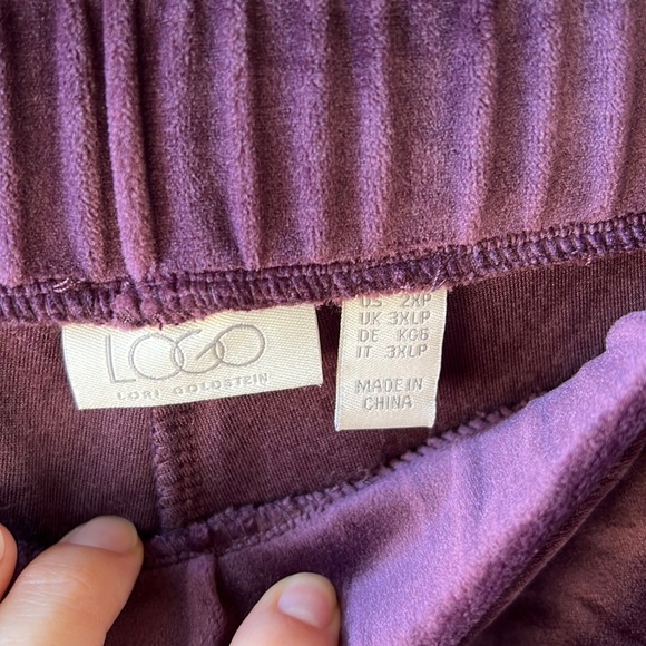 LOGO by Lori Goldstein Plumb Velour Pull-on Elastic Waist Jogger Pants 2X Petite - Picture 3 of 9
